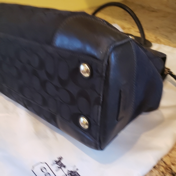 Coach Hampton Leather and Canvas Black Tote - Picture 3 of 8